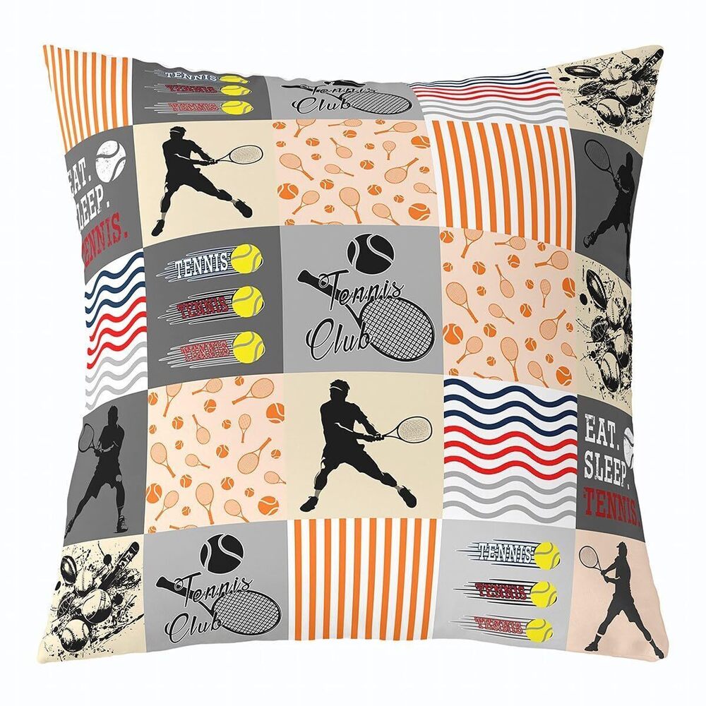 3657 Tennis Throw Pillow Covers Set of 1 for Kids Boys Girls 18 x 18-Inch